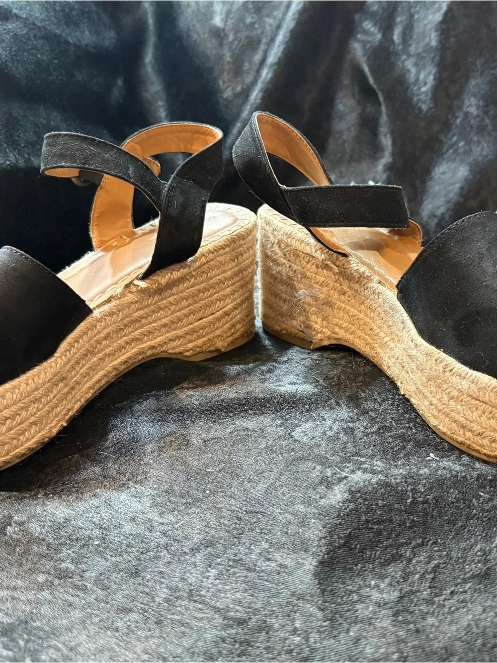 Universal Thread Black Espadrille Platform Wedge Sandals